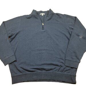 Peter Millar Mens M Shirt Long Sleeve‎ 1/4 Zip Blue Golf - ISSUES